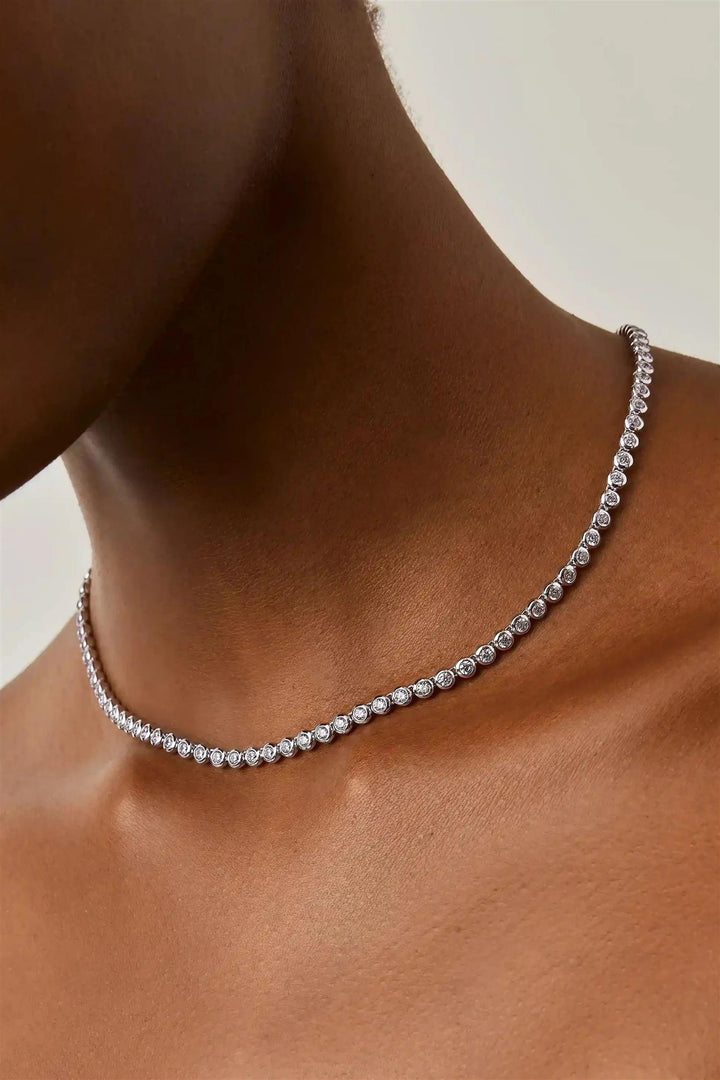 Tennis Round Necklace Silver