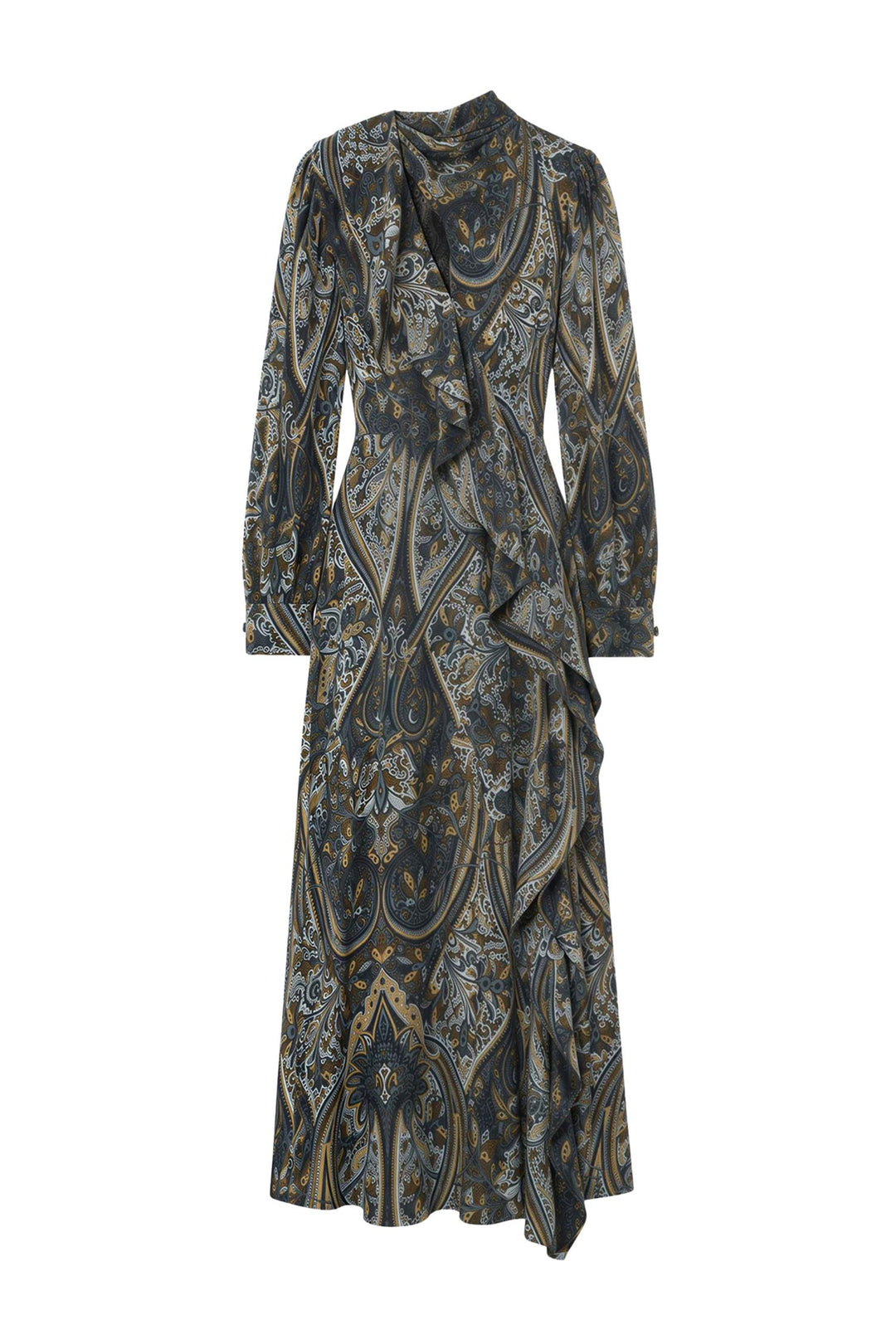 Sabrina Long Sleeve Silk Dress Prussian