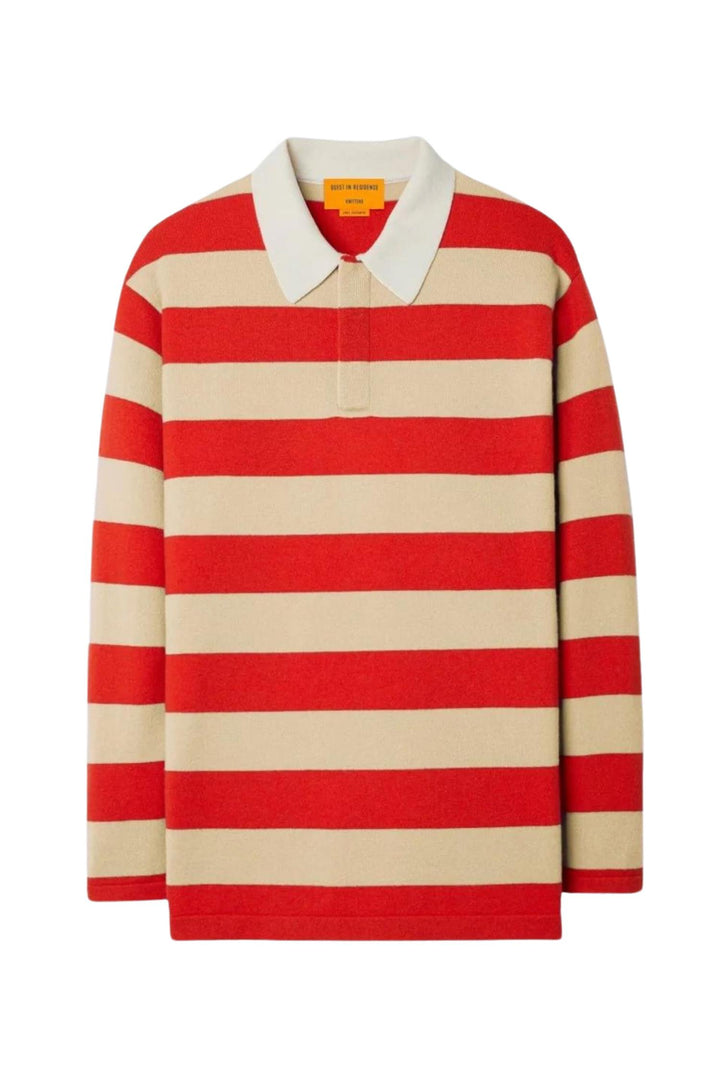 Striped Cashmere Rugby Dune/True Red Stripe