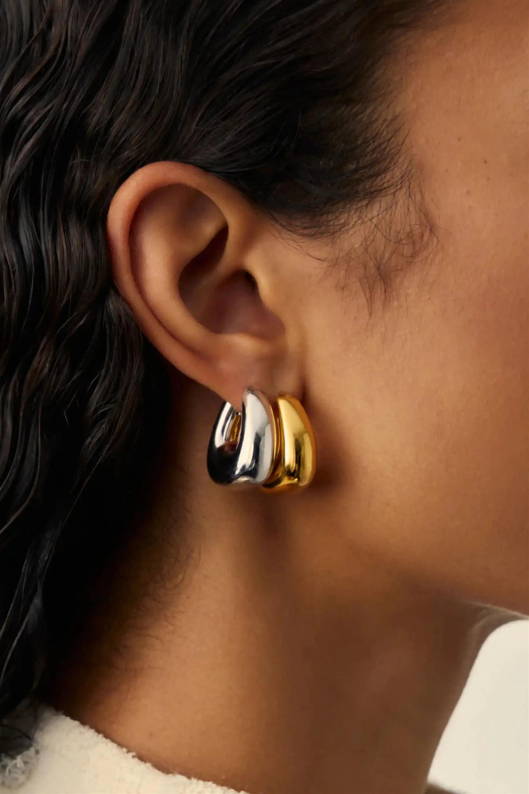 Sculptural Chubby Small Hoop Earrings Gold