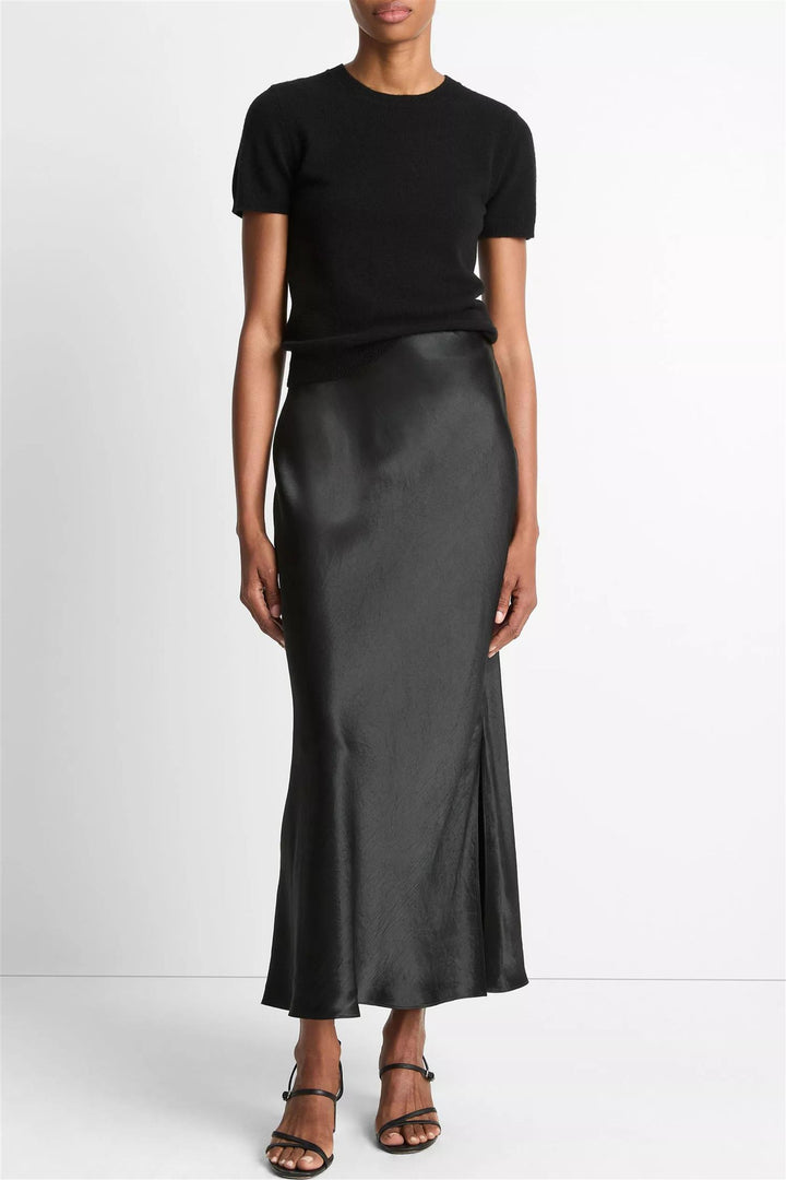 Side Slit Slip Skirt Black