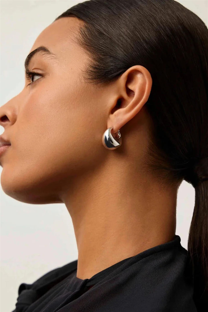 Sculptural Chubby Dome Small Hoop Earring Silver