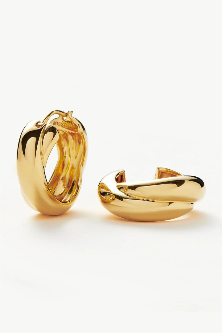 Lucy Williams Chunky Entwine Medium Hoop Earrings Gold