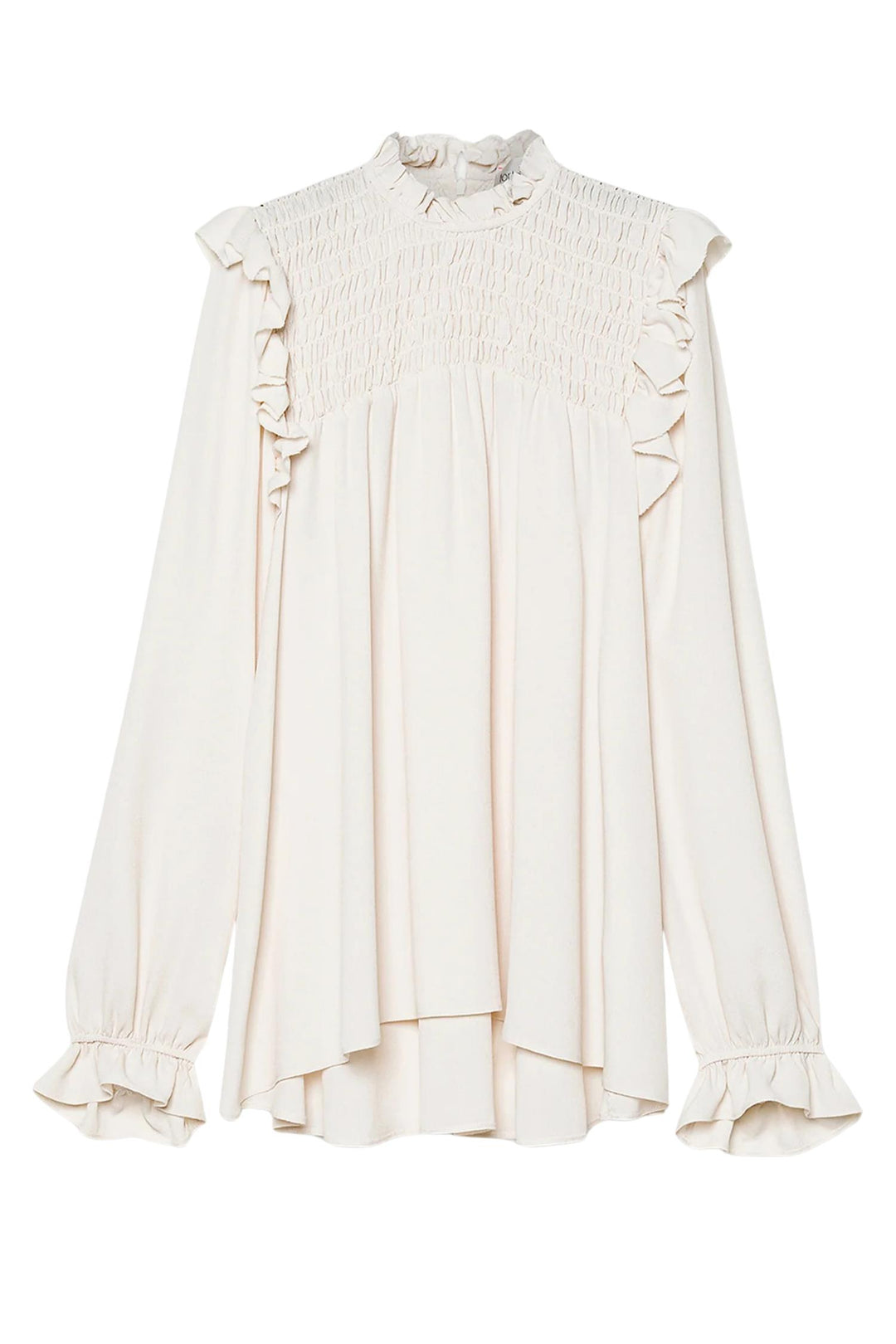 Mixed Silk Long Sleeve Blouse Avorio