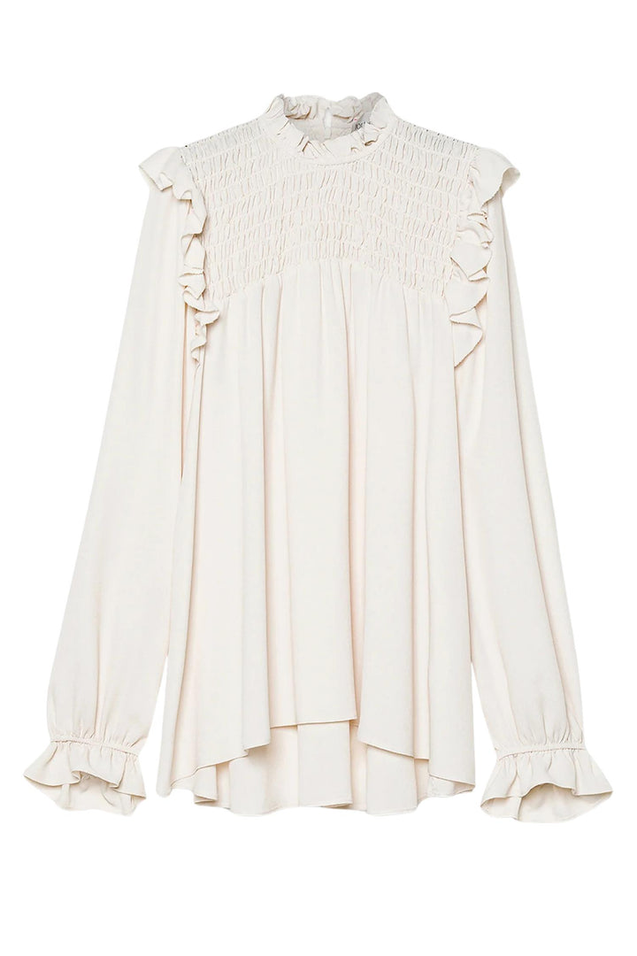 Mixed Silk Long Sleeve Blouse Avorio