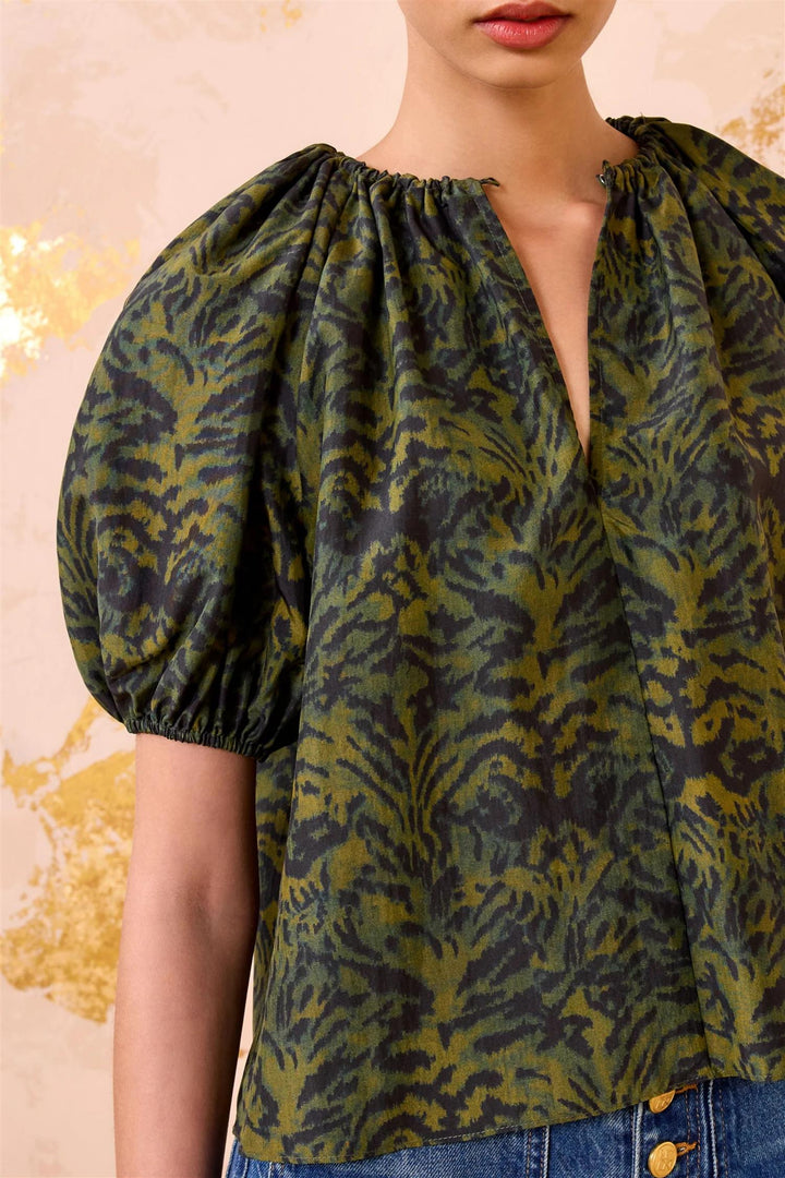 Talie Silk Short Sleeve Blouse Desert Jasper