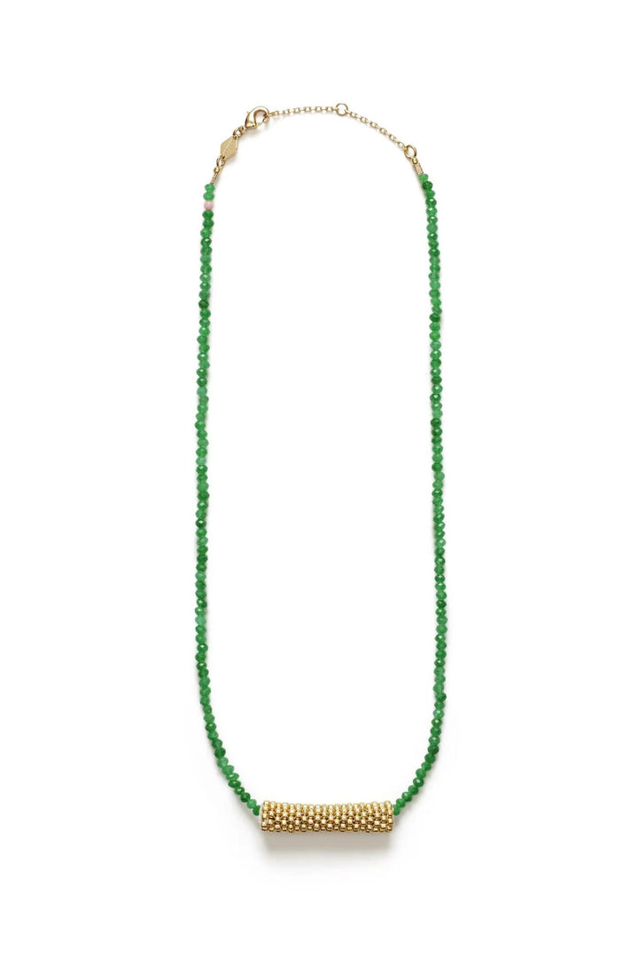 Tan Line Necklace Green Jade