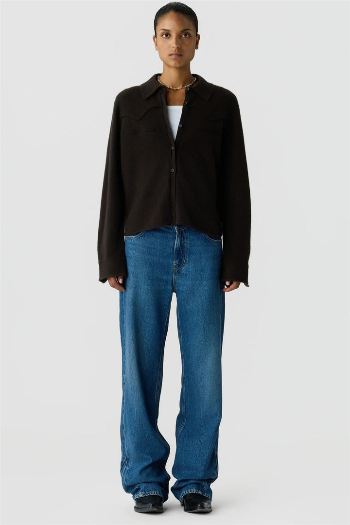 Cropped  Western Shirt Burnt Cocoa