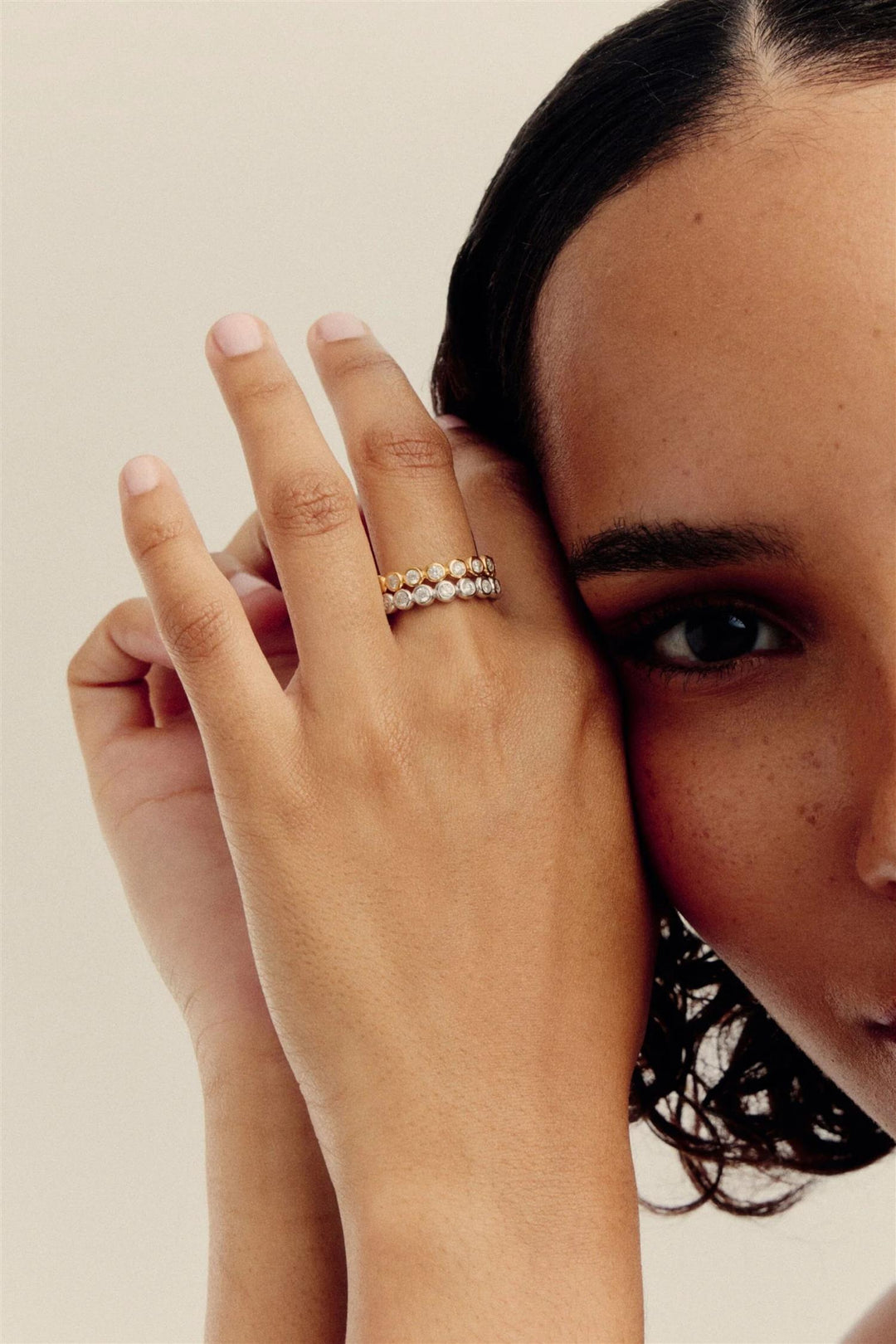 Tennis Eternity Stacking Ring Silver