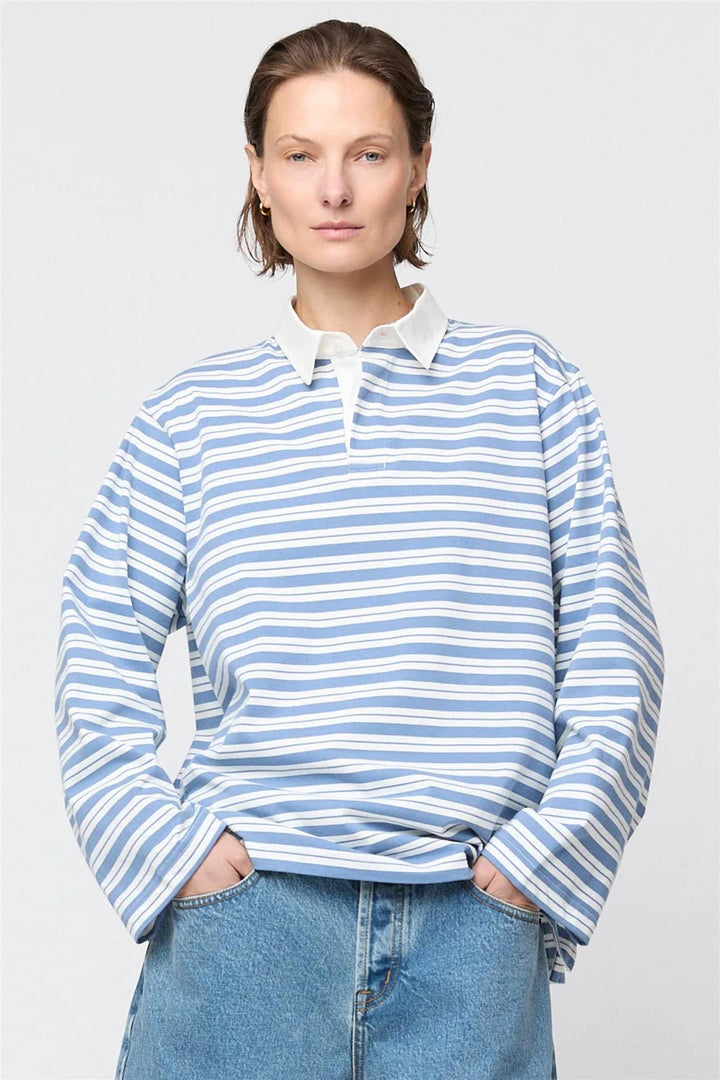 Rugby Top Powder Blue and Cream Stripe