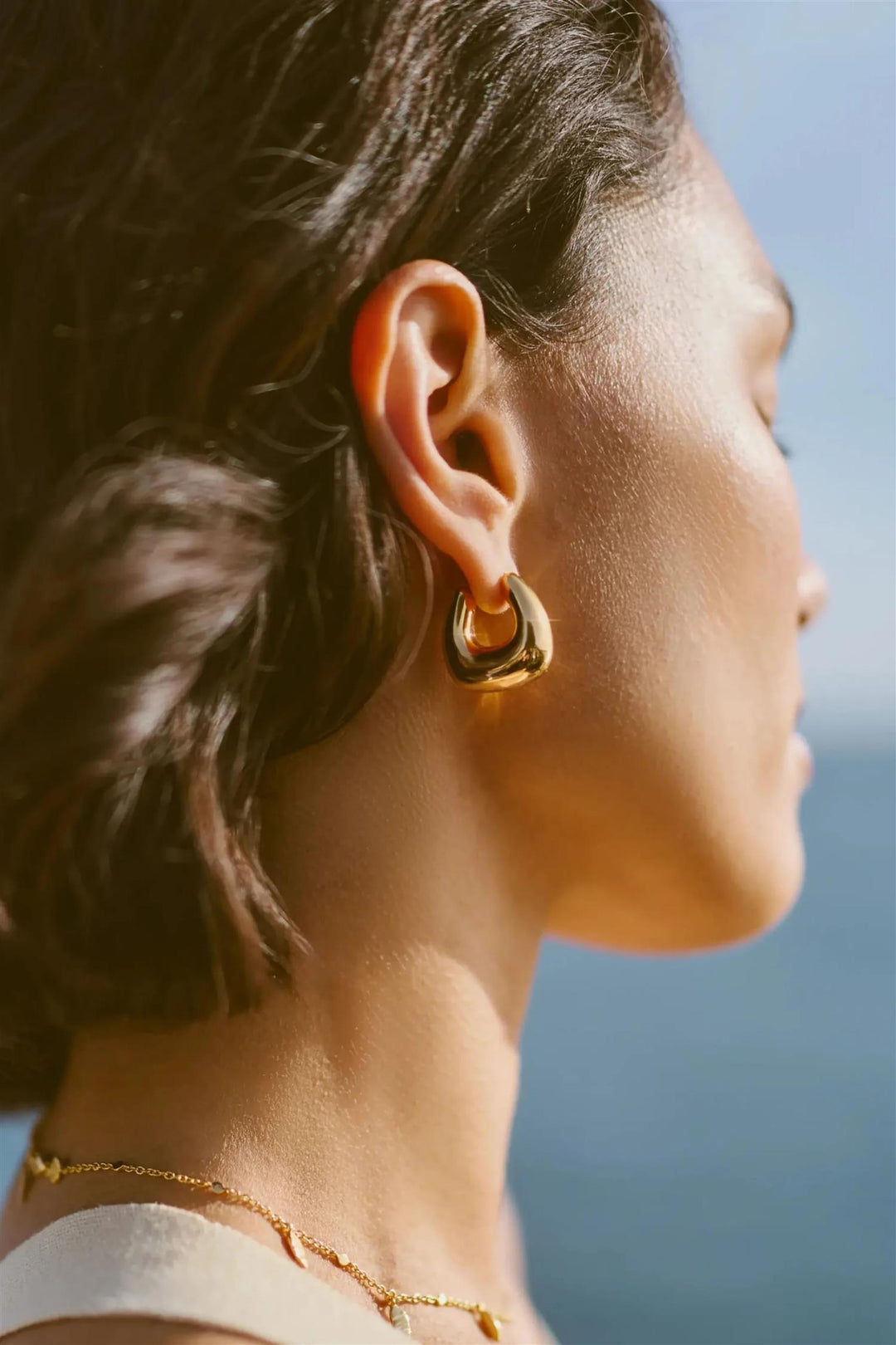 Sculptural Chubby Small Hoop Earrings Gold