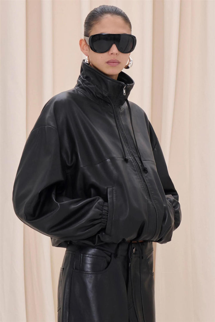 Jordan Nappa Leather Bomber Jacket Black