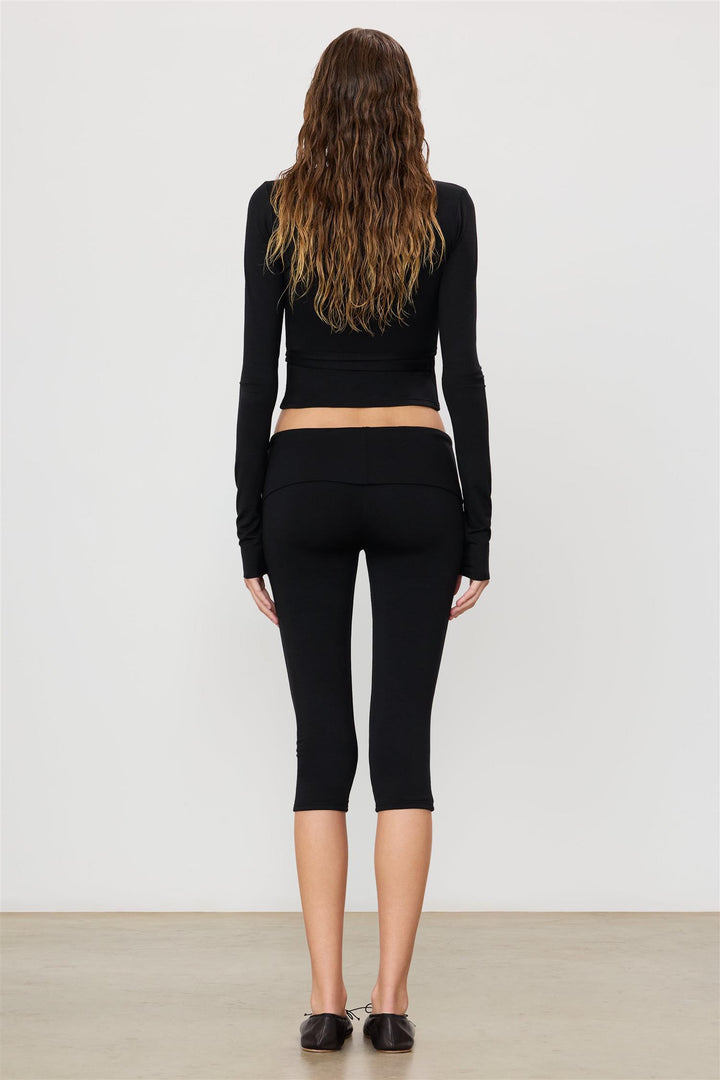 Foldover Capri Legging Black