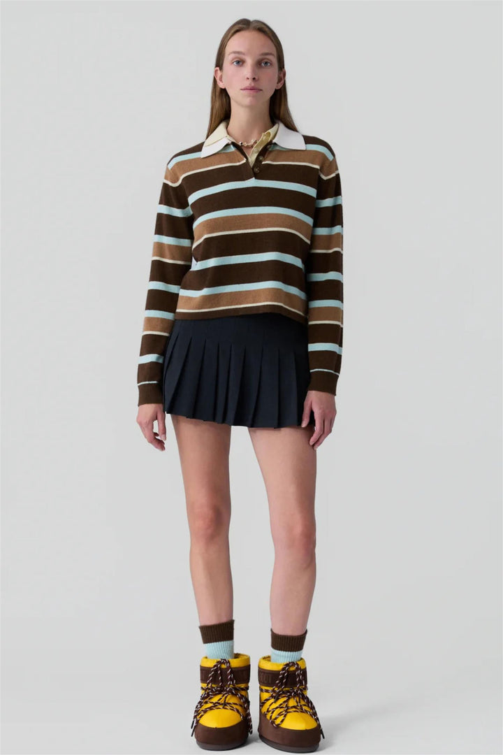 Cropped Stripe Rugby Chestnut Combo