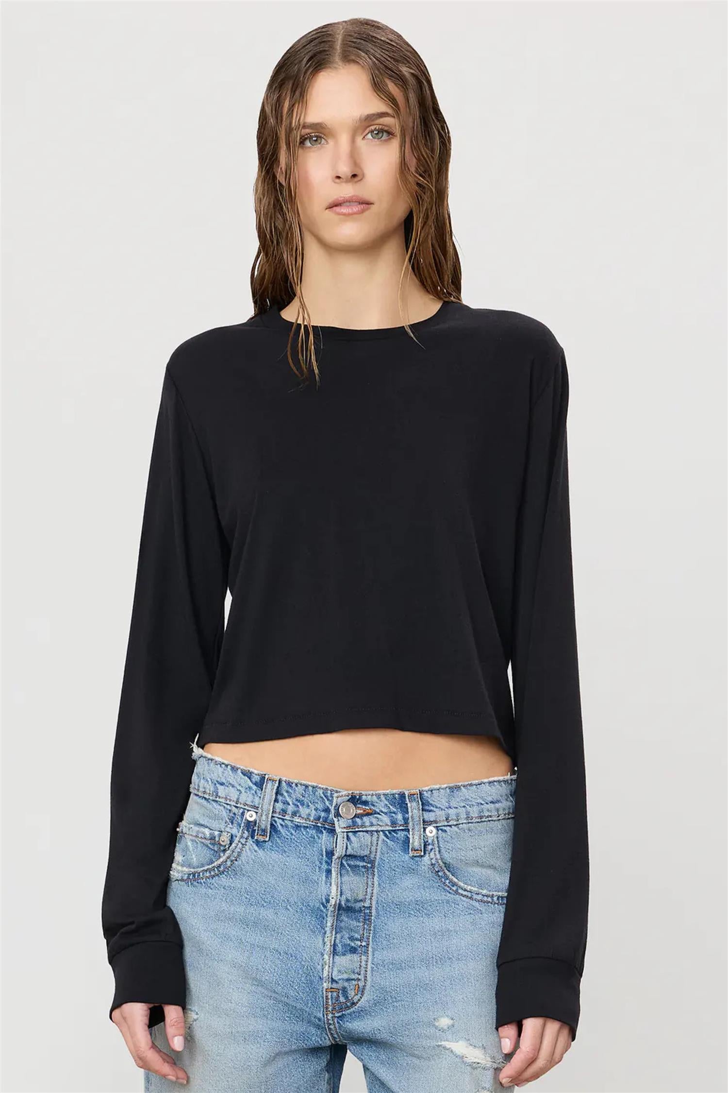 Long Sleeve Boxy Tee Black – DenDama