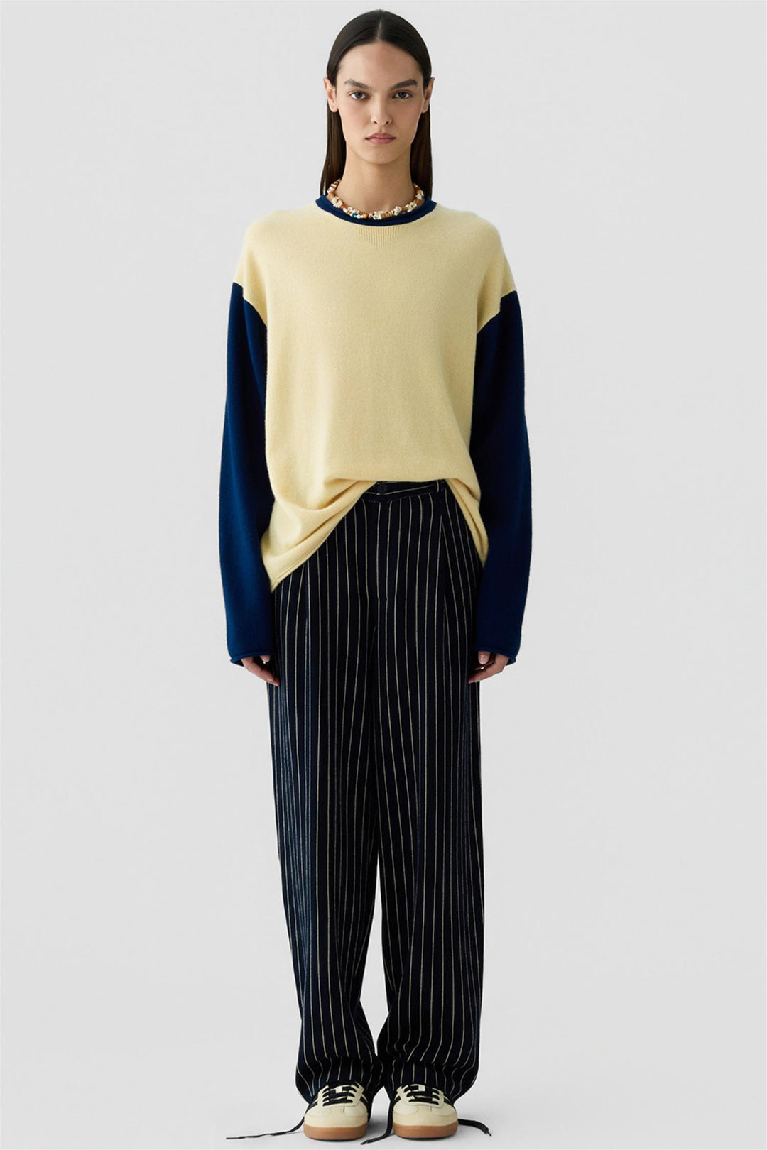 Baseball Oversized Crew Butter/Navy