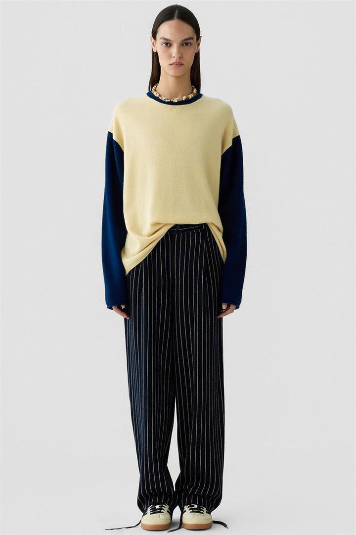 Baseball Oversized Crew Butter/Navy