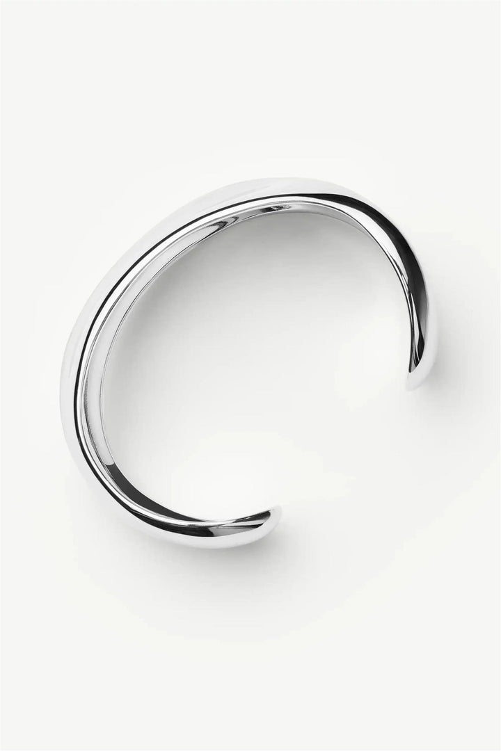 Sculptural Ridge Molten Cuff Bracelet Silver
