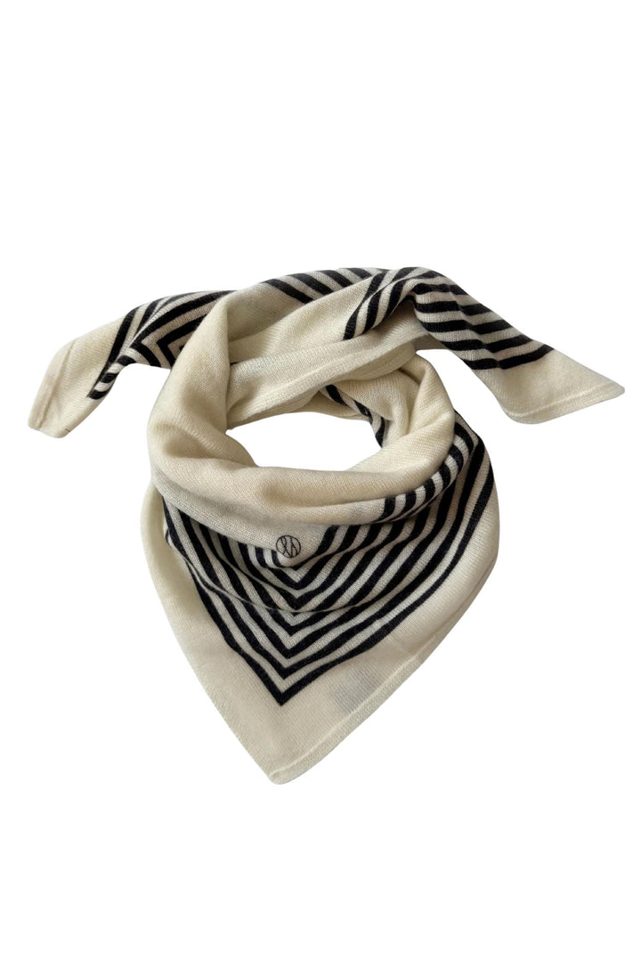 Cashmere Striped Scarf 65 cm. Cream