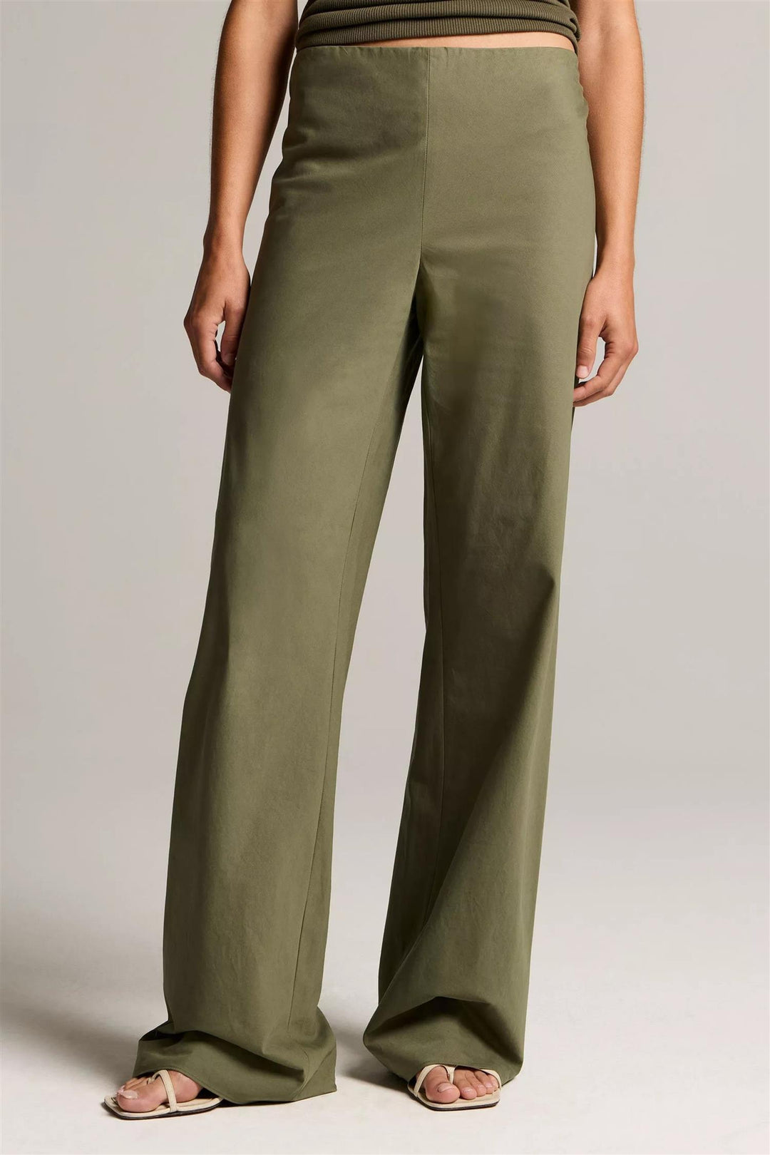 Colette High Waist Cotton Twill Bias Pant Pine Grove