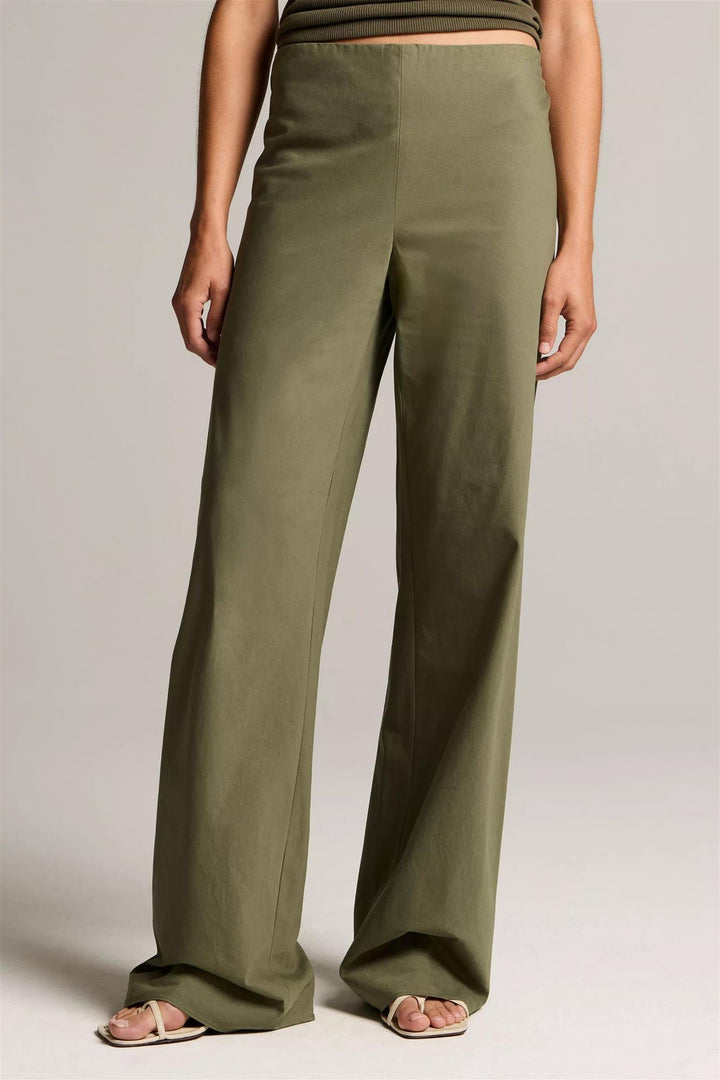 Colette High Waist Cotton Twill Bias Pant Pine Grove