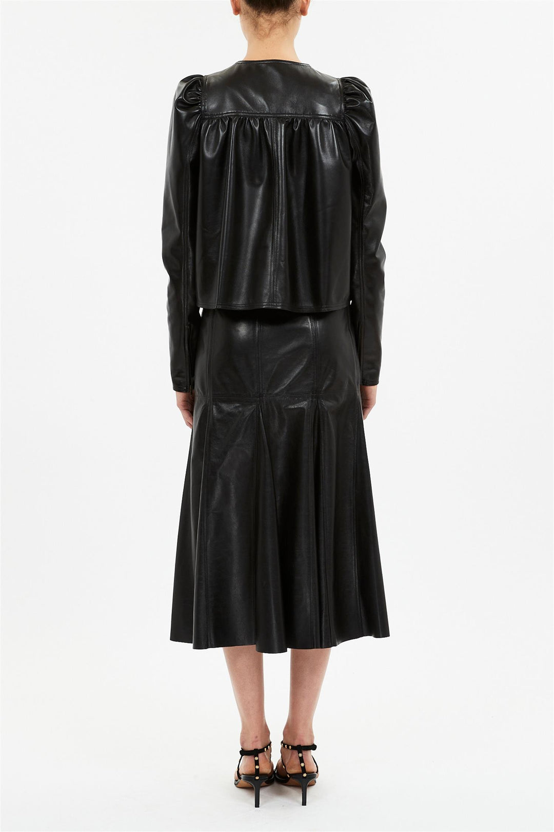 Anouk Zip Up Leather Jacket Noir