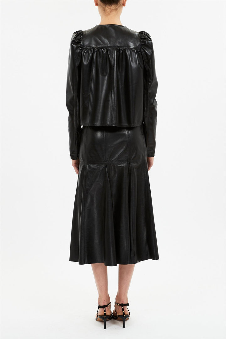 Anouk Zip Up Leather Jacket Noir