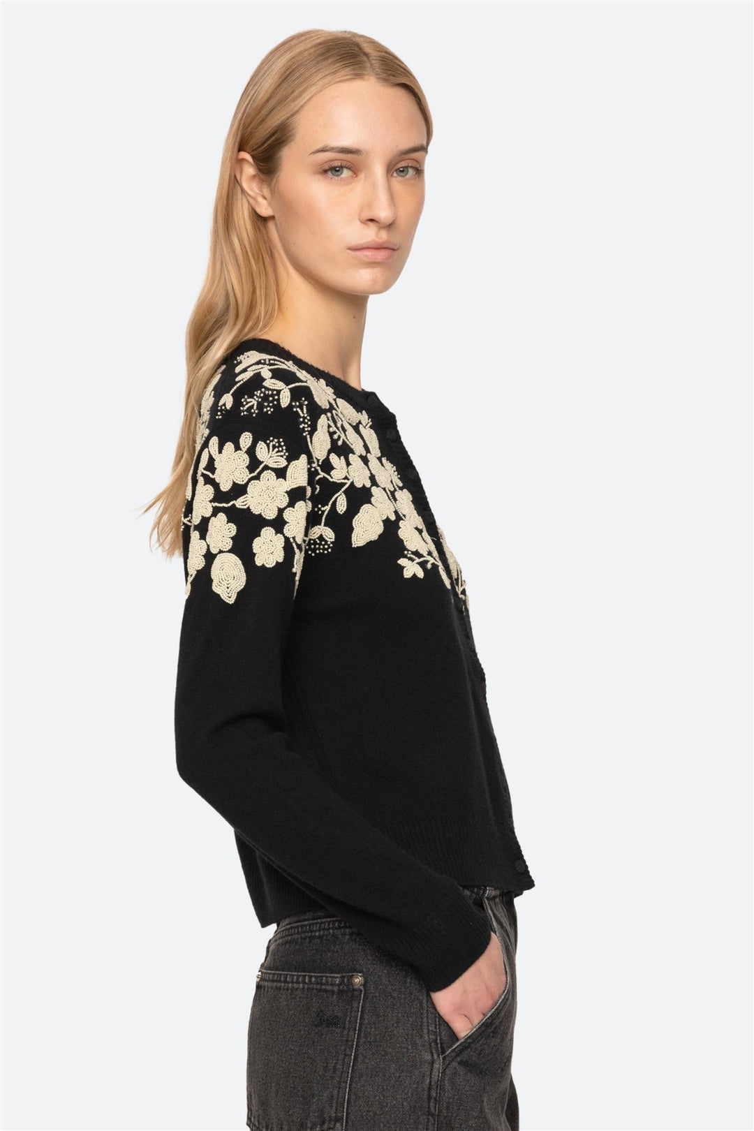 Shiloh Embellished Long Sleeve Cardigan Black
