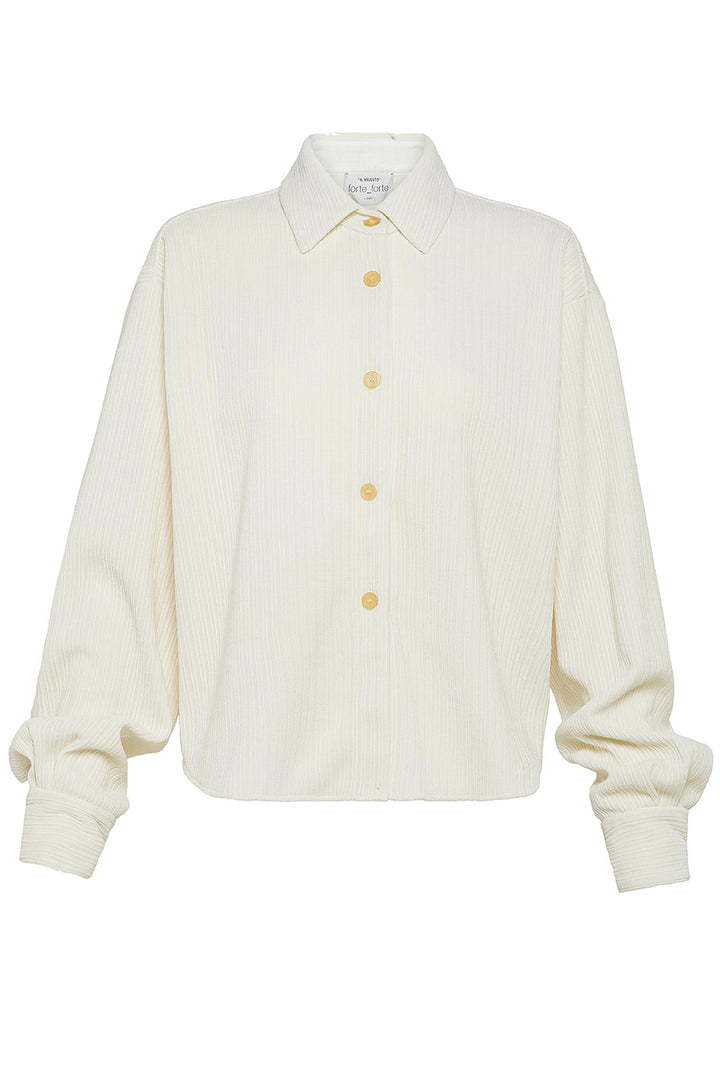 Knitted Corduroy Oversized Shirt Ivory