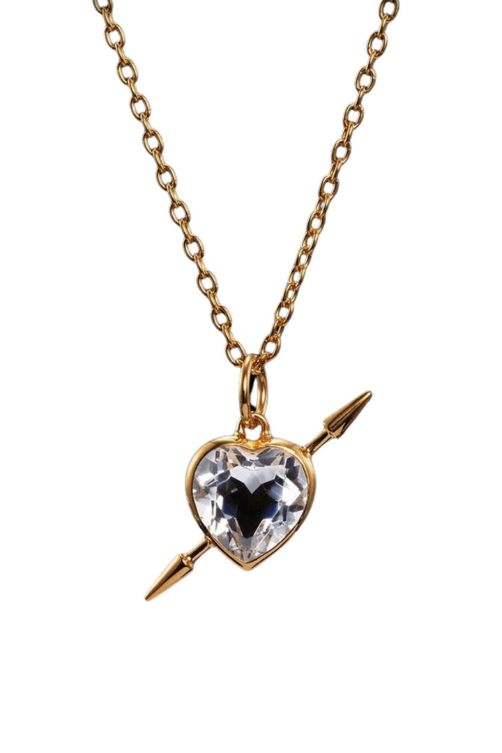 Rebel Love Necklace Gold Plated Silver Clear Quartz