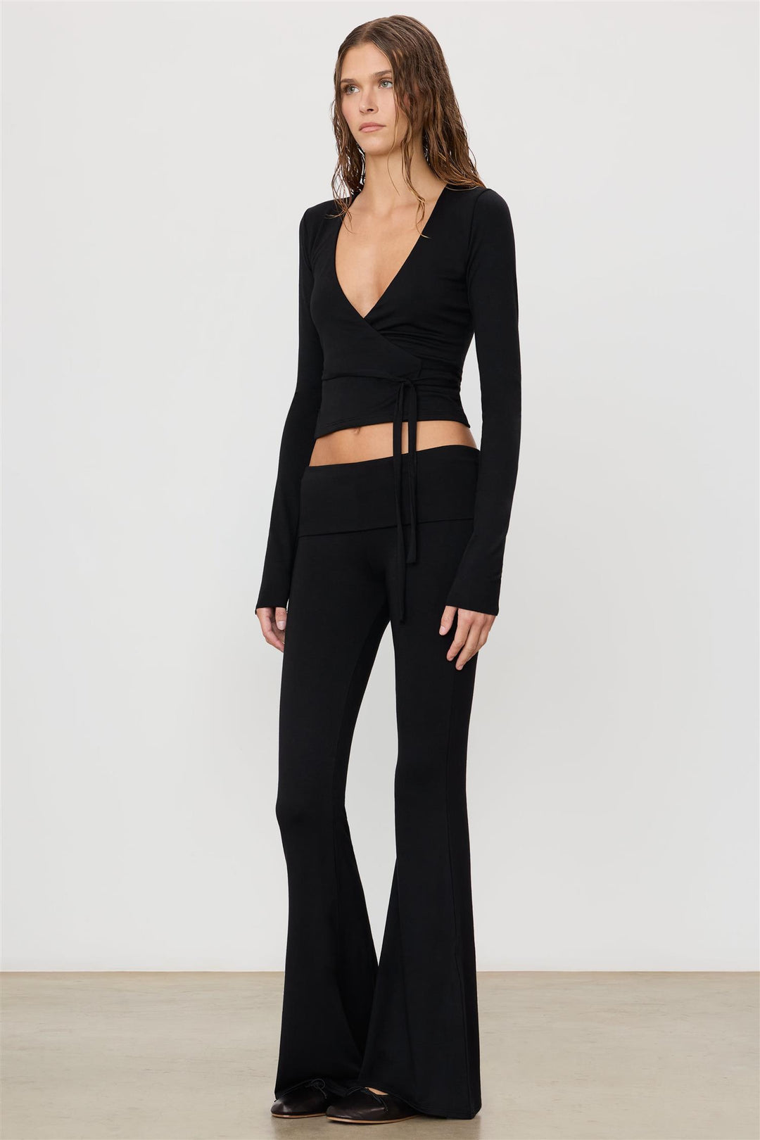 Foldover Flare Pant Black