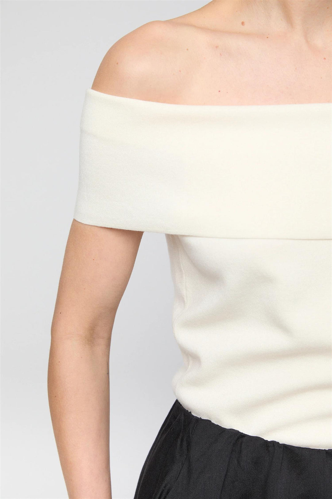 Compact Knit Off Shoulder Top Macadamia