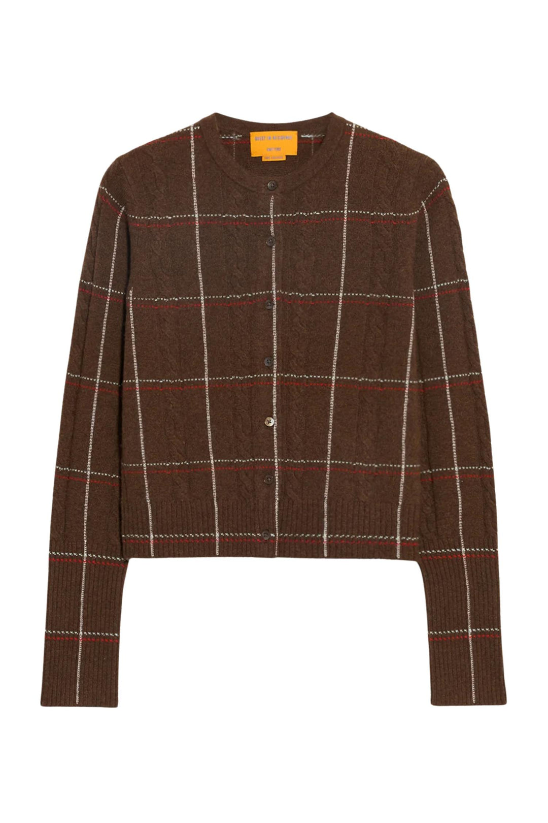 Jane Check Cardigan Chestnut Combo