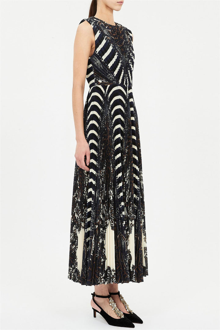 Violeta Pleated Sleeveless Midi Dress Eclipse