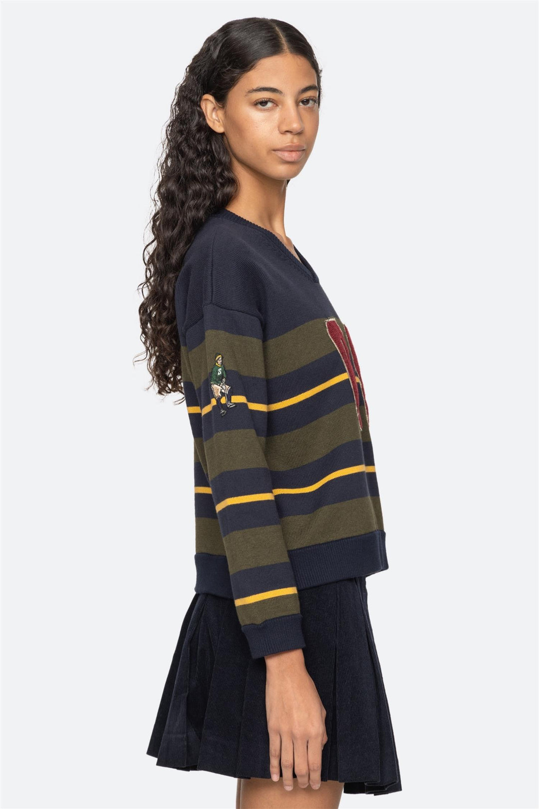 Mina Novelty V-Neck Sweater Green