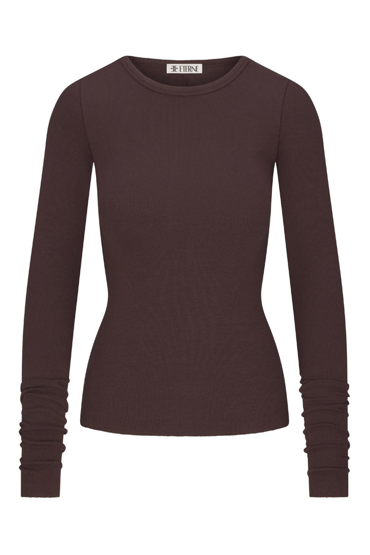 Long Sleeve Fitted Top Espresso