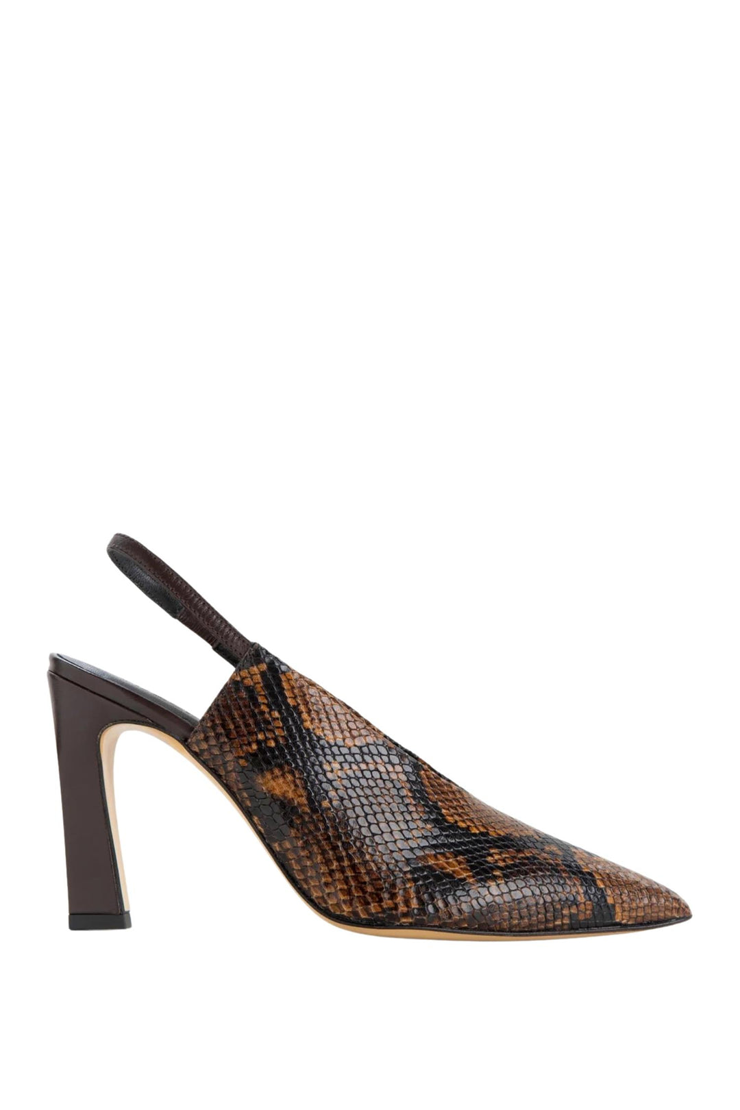 Nur Slingback Embossed Leather Cognac Snake