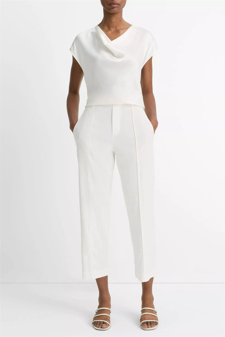 Cowl Neck Cap Sleeve Blouse Optic White