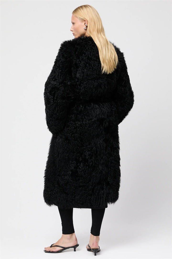 Bergamo Shearling Coat Jet Black