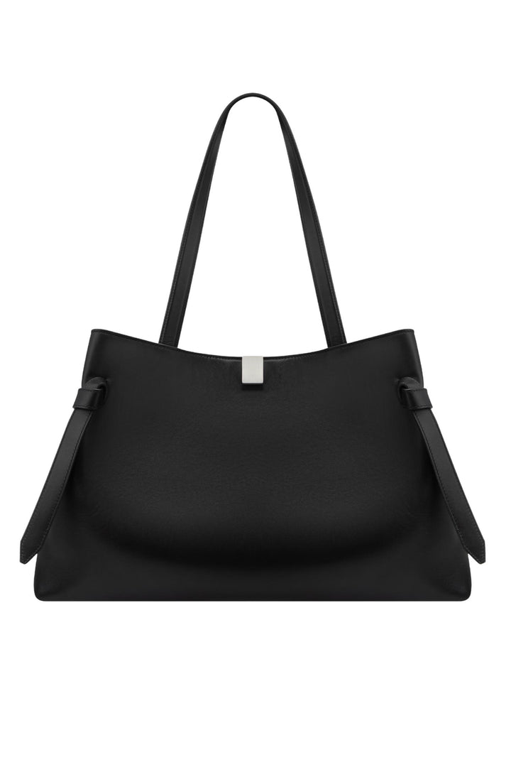 Gyoza Tote Smooth Leather Black