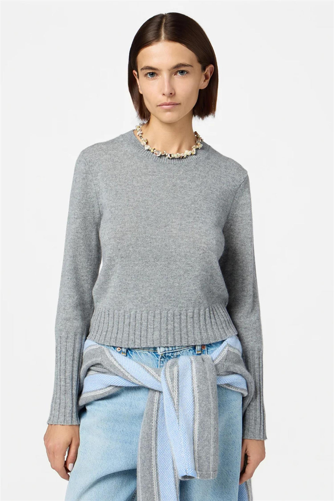 Shrunken Cashmere Crew Heather Grey