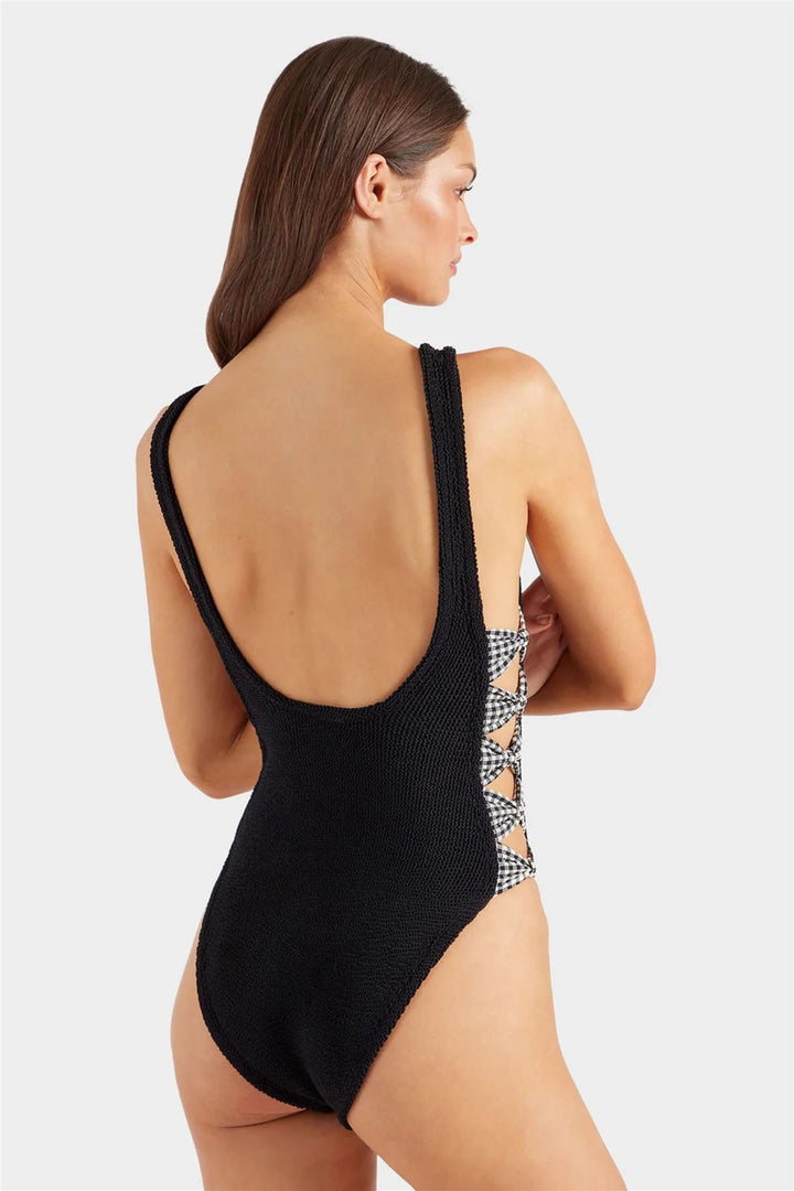 Tiffany Crinkle Swimsuit Black Gingham