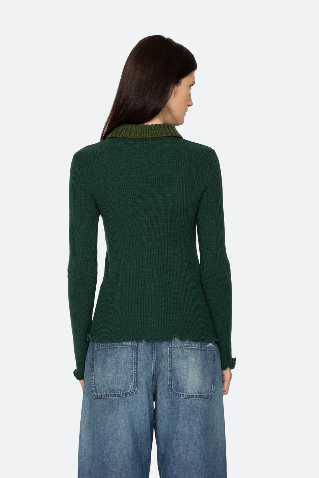 Clare Thermal Knit Cardigan Green