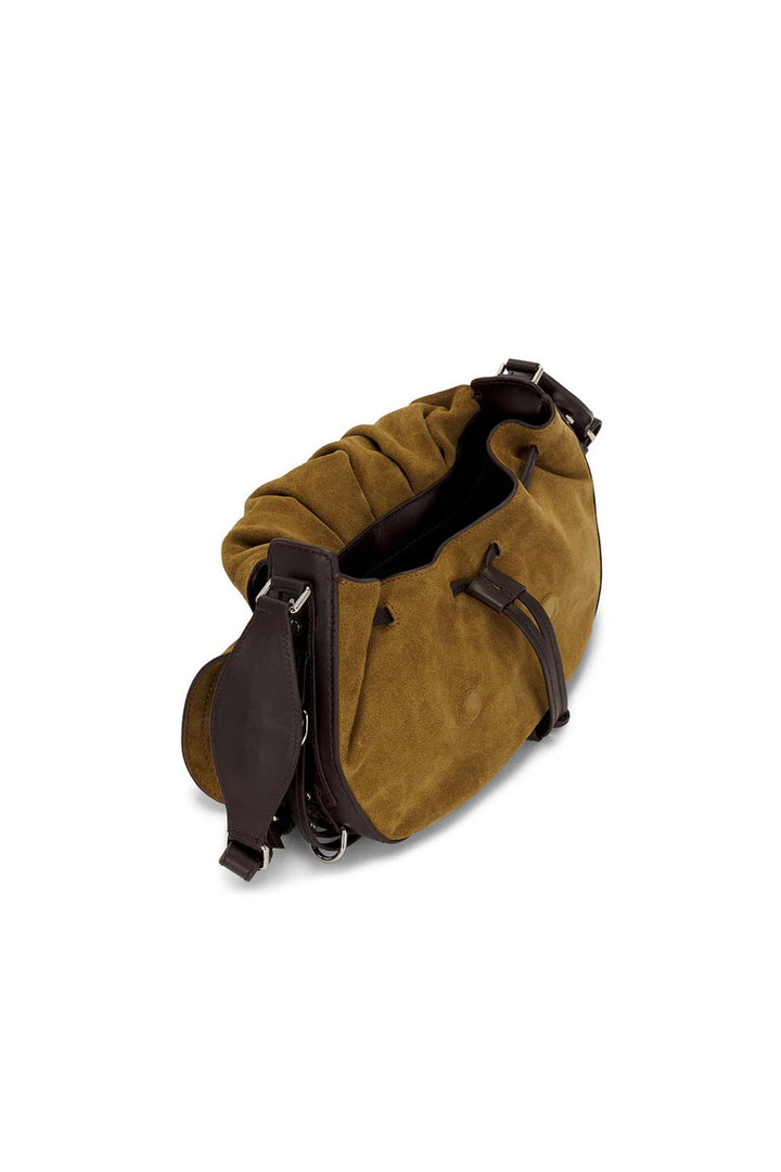 Bolton Suede Leather Shoulder Bag Taupe