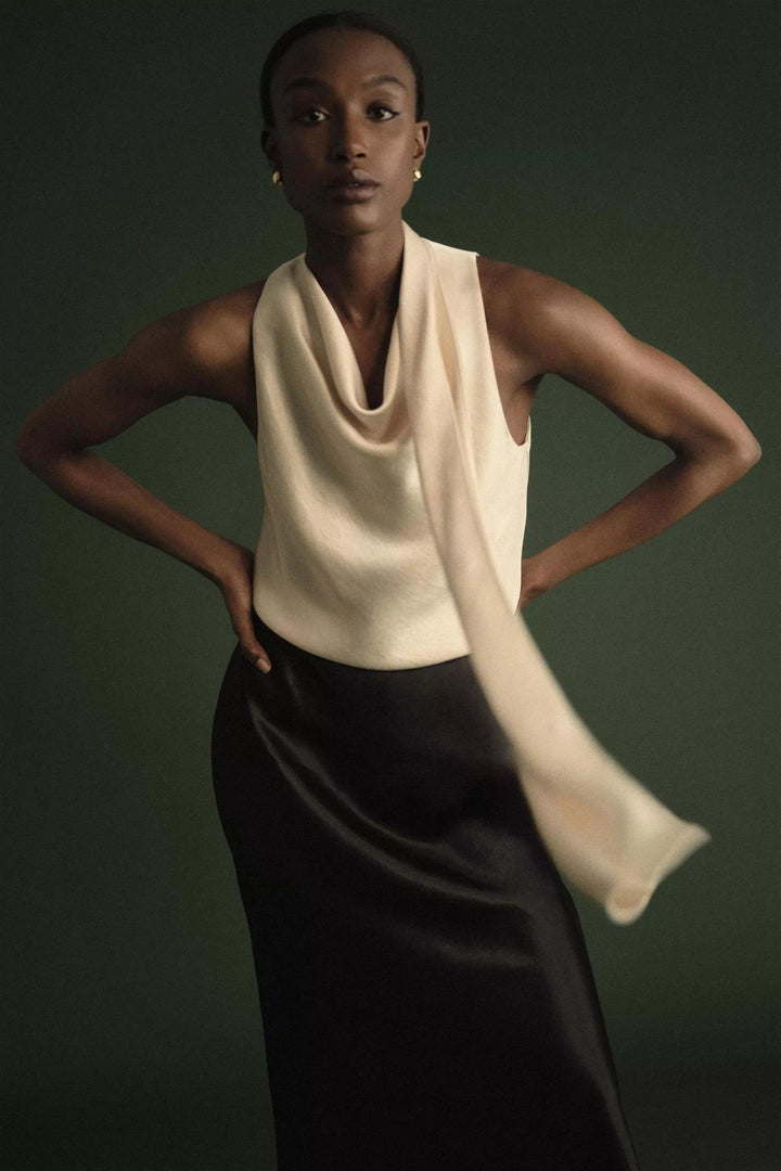 Fluid Satin Scarf Top Bona