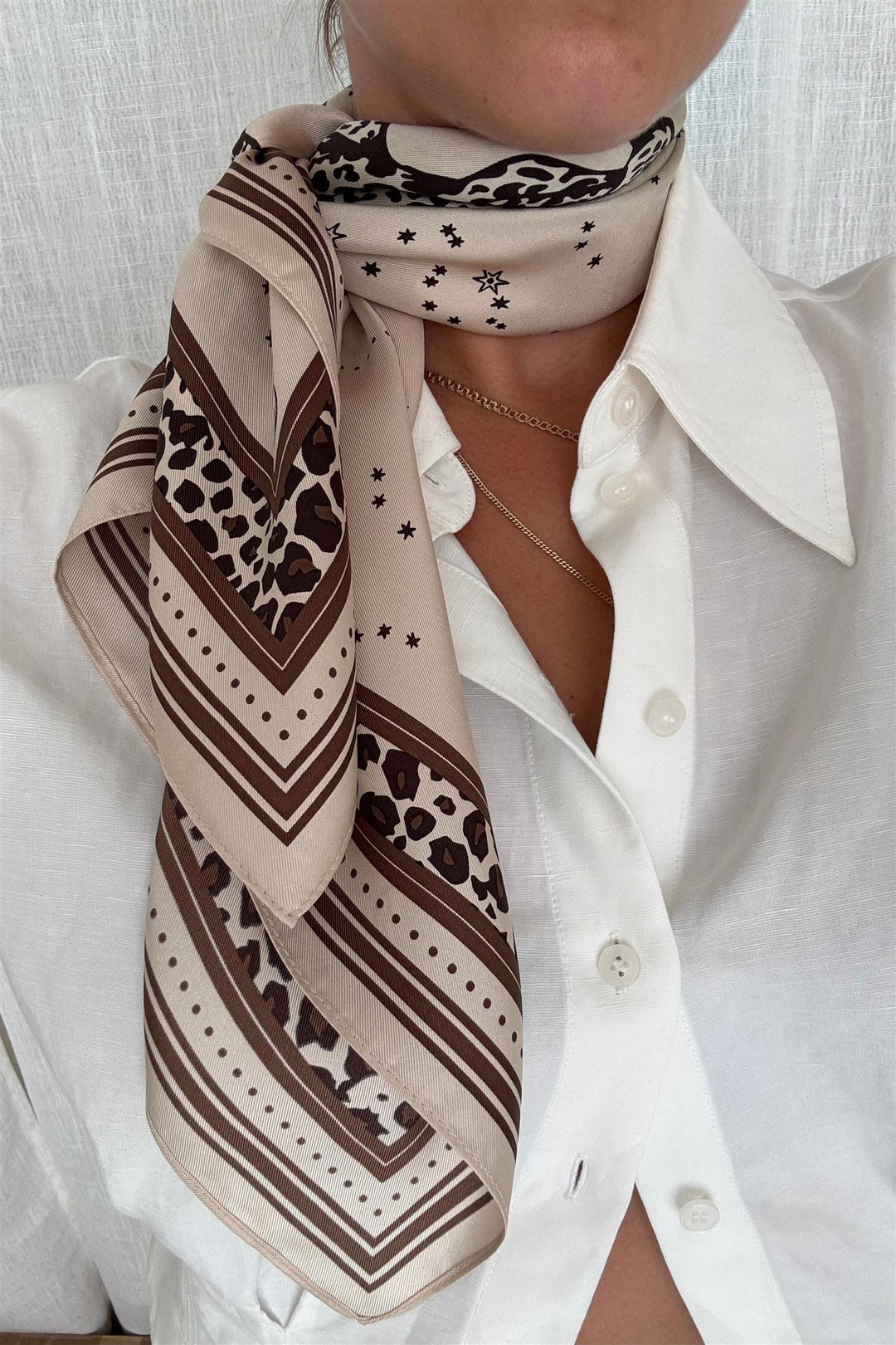 Gemini Scarf 65 cm. Sand & Mocha Mousse