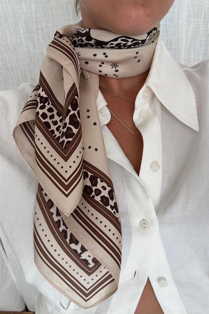 Gemini Scarf 65 cm. Sand & Mocha Mousse