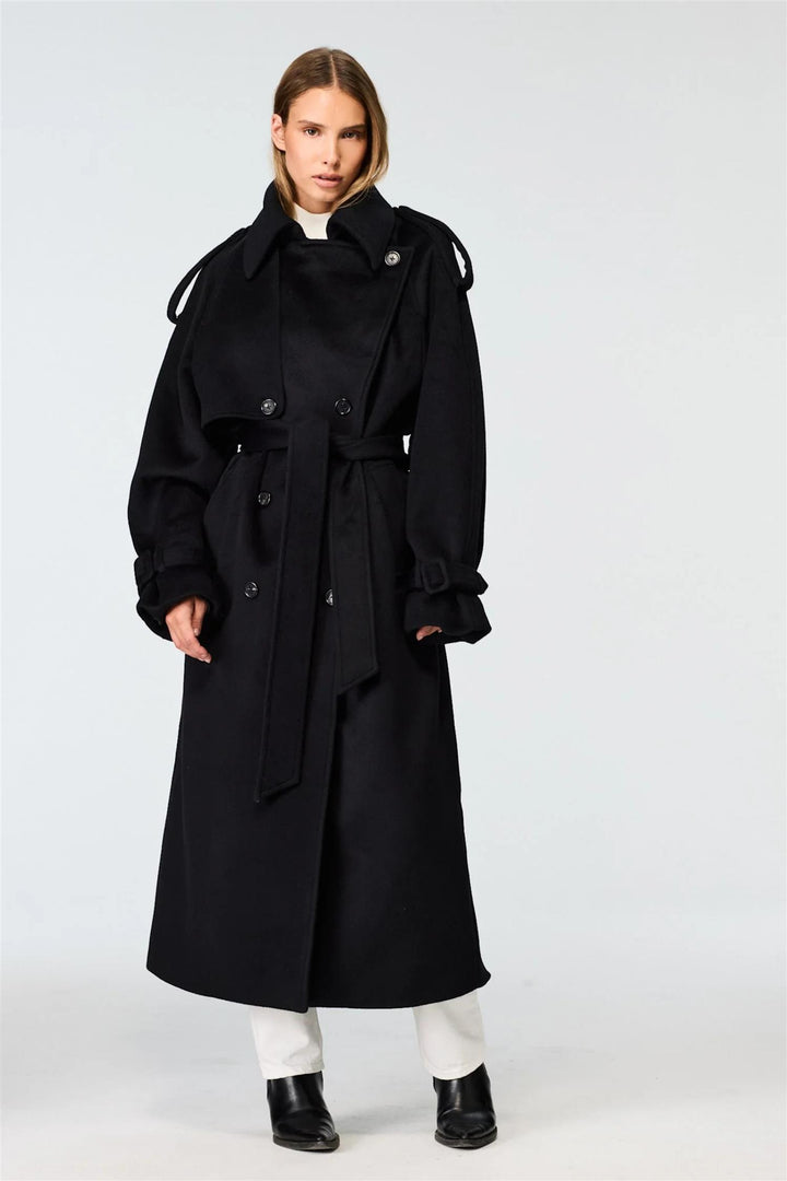 Wool Trench Coat Black