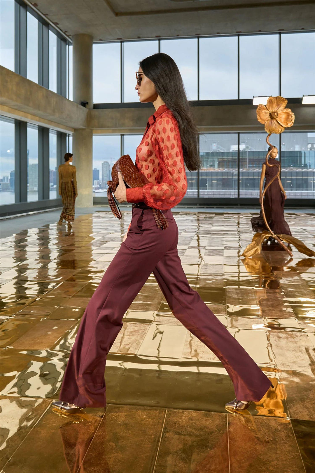 Quartier Mid-Rise Pants Bordeaux