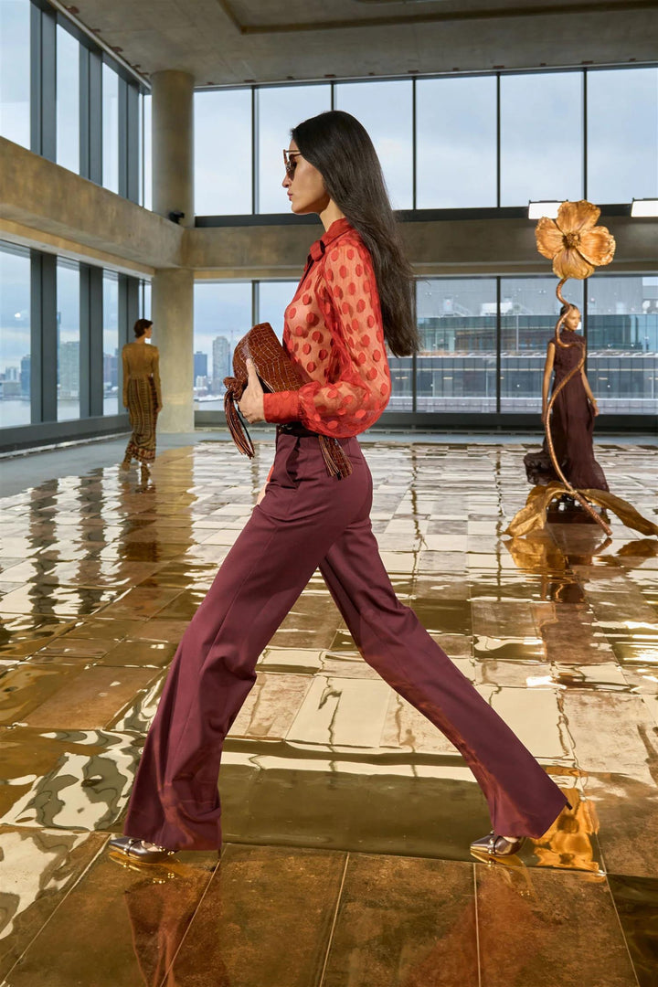 Quartier Mid-Rise Pants Bordeaux